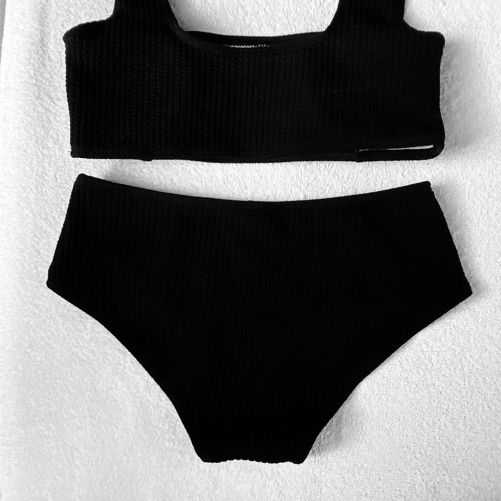 Black Textured Bikini Set - Small
